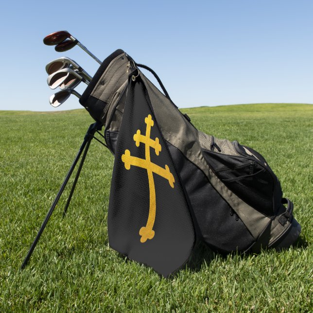 Gold Lorraine Cross auf Black/Christlich Golf Hand Golfhandtuch (Gras)