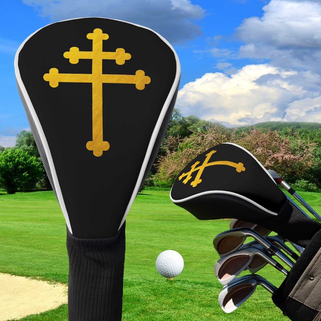 Gold Lorraine Cross auf Black / Golf Heads Cover Golf Headcover (Von Creator hochgeladen)