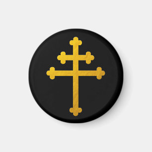Gold Lorraine Cross auf Black Magnet