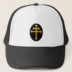 Gold Lorraine Cross auf Schwarz / Christlich Truckerkappe