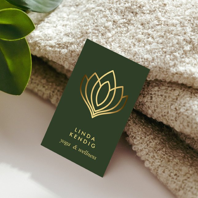 Gold Lotus Blume | Grün | Yoga für Wellness-Massag Visitenkarte (Von Creator hochgeladen)