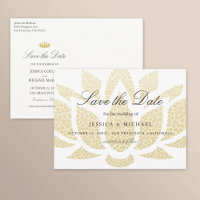 Gold Lotus Blume Hochzeit Sichern Sie das Datum be