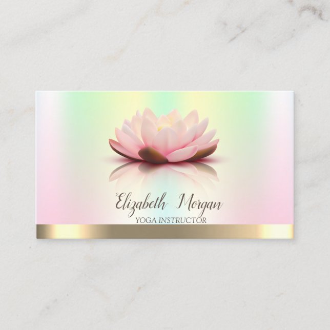 Gold Lotus Blume Iridescent Yoga Instructor Visitenkarte (Vorderseite)