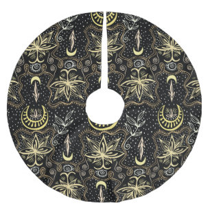 Gold Lotus: Crescent Vintag Elegance. Polyester Weihnachtsbaumdecke