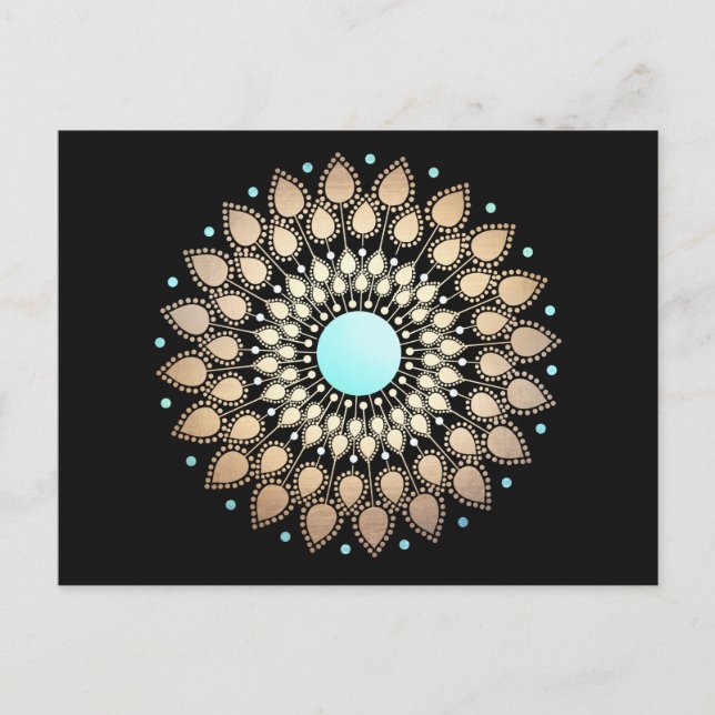 Gold Lotus Floral Mandala Postcard Postkarte (Vorderseite)