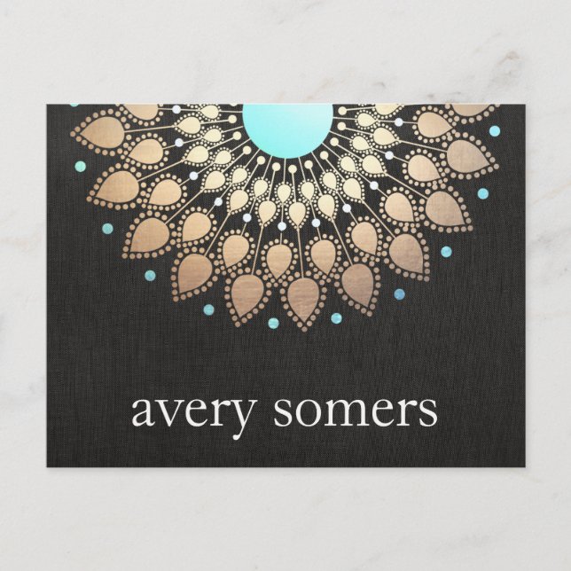 Gold Lotus Floral Mandala Postcard Postkarte (Vorderseite)