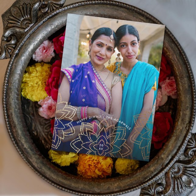 Gold Lotus Happy Diwali Carte photo (Créateur téléchargé)