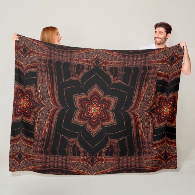 Gold Lotus in Black Fleece Blanket (Beispiel)