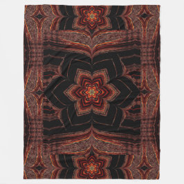Gold Lotus in Black Fleece Blanket