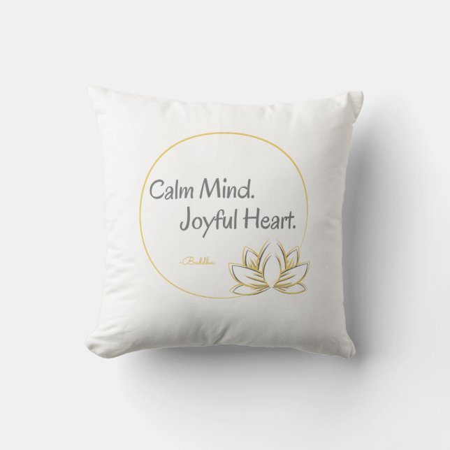 Gold Lotus Inspirational Buddha Zitat White Thread Kissen (Vorderseite)