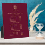 Gold Lotus Logo Ruby | Preise für Wellness-Center- Fotoplatte<br><div class="desc">Unter der Abbildung einer Lotus-Blume in den Imitaten Goldfolien und Ihrem Namen oder Firmennamen werden Ihre Dienstleistungen, Preislisten oder Geschäftsinformationen unterstrichen. Enthält drei individuell anpassbare Überschriften und Textfelder. Um das Layout anzupassen, geben Sie Ihren Text ein und ändern Sie mithilfe der Funktion Anpassen die Positionierung und die Größe des Schriftartes....</div>