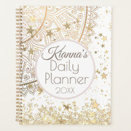 Gold Lotus Mandala mit Gold Stars Täglicher Planer