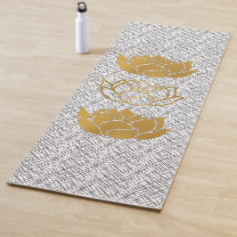 Gold Lotus Silhouetten auf Schwarz-Weiß-Muster Yogamatte