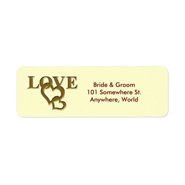 Gold Love and Hearts Retourner les étiquettes d'ad (Devant)