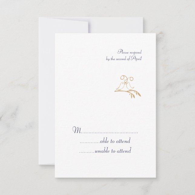 Gold Love Birds UAWG RSVP Karte (Vorderseite)