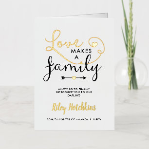 Gold Love Fait Une Faire-part D'Adoption Familiale