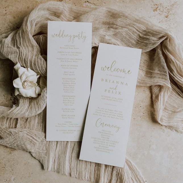Gold Love Fancy Script Wedding Programme (Créateur téléchargé)