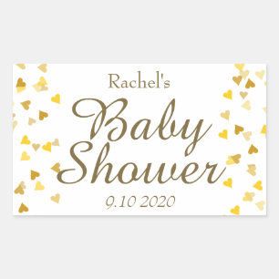 Gold Love Hearts Baby Shower / Streusel / Paare Rechteckiger Aufkleber