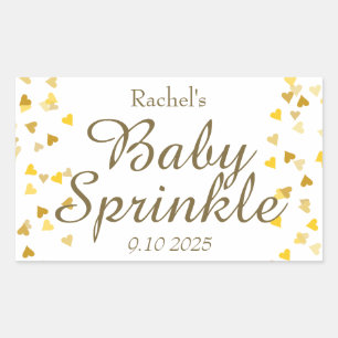 Gold Love Hearts Baby Sprinkle / Shower / Paare Rechteckiger Aufkleber
