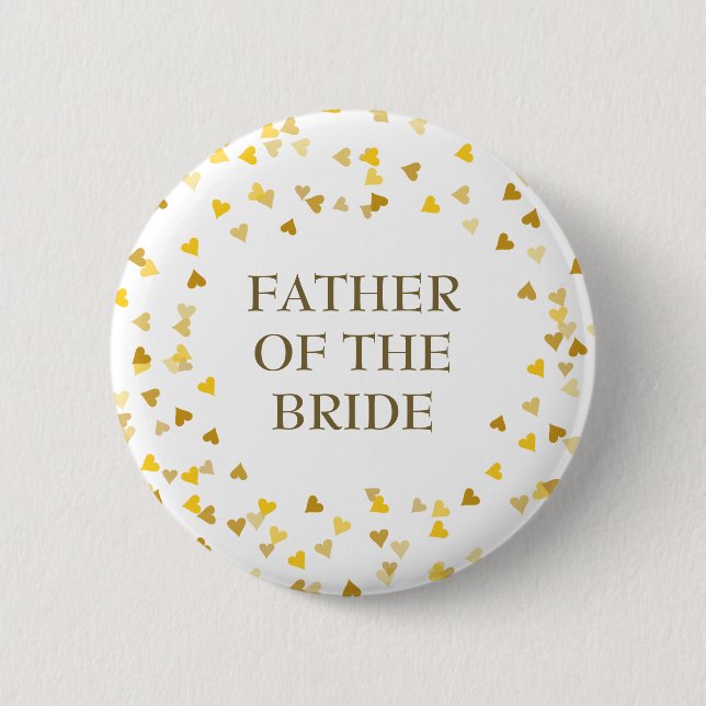Gold Love Hearts Confetti Wedding Name Button (Vorderseite)
