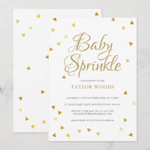 Gold Love Hearts Konfetti Baby Sprinkle / Shower-E Einladung