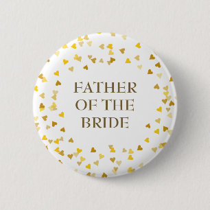 Gold Love Hearts Konfetti Hochzeitsname Button