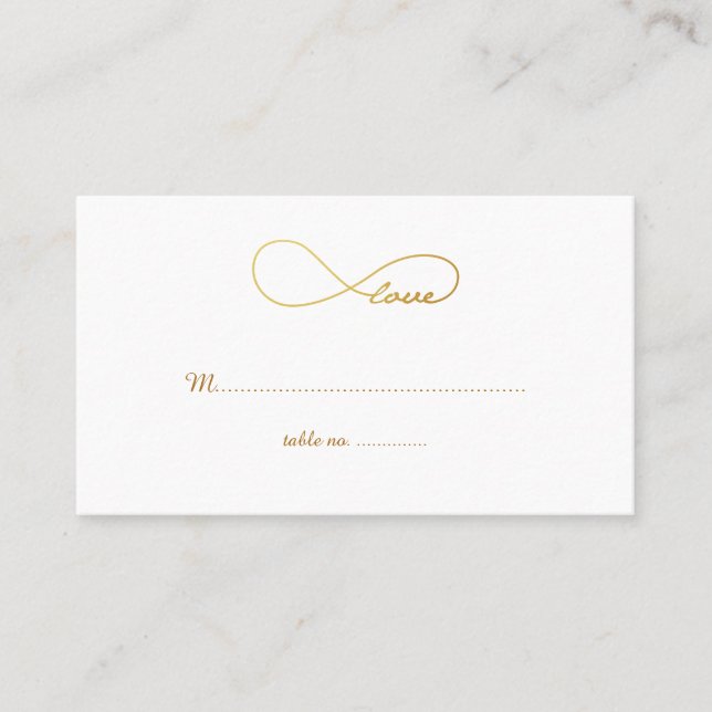 Gold Love Infinity Mariage Table Place Cartes (Devant)