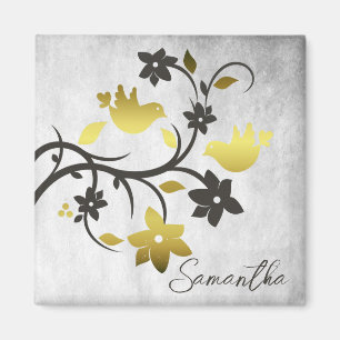 Gold Lovebirds Personalisiert Magnet