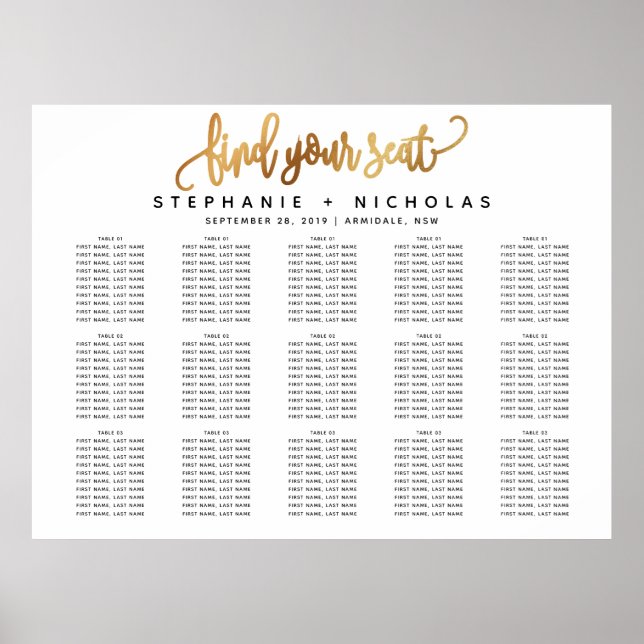 Gold Lovely Script Typographie Mariage Poster (Devant)