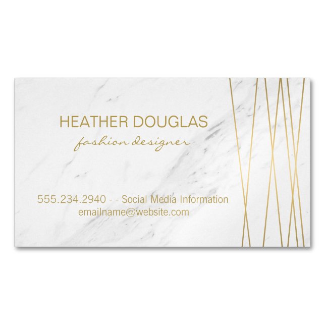 Gold Lux Moderne mit Marmor Magnetische Visitenkarte (Vorderseite)