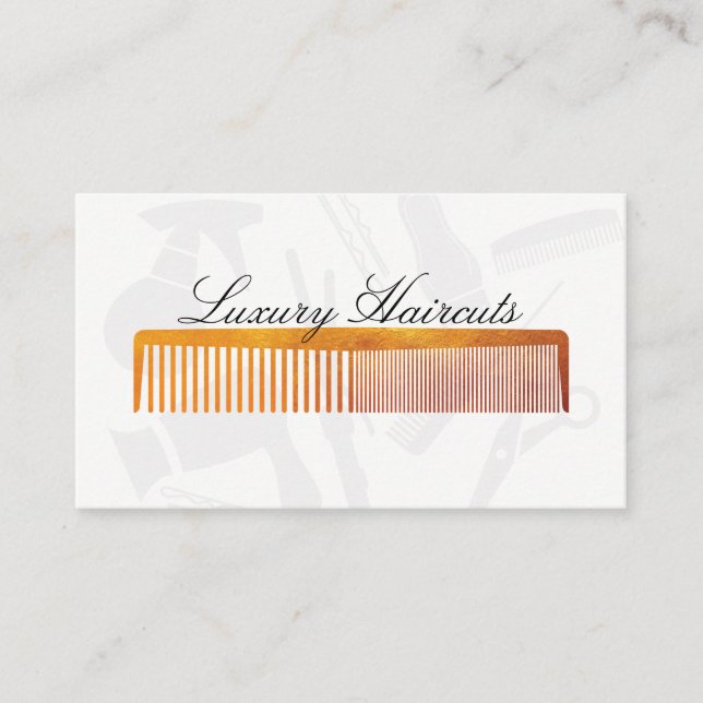 Gold Luxe Comb Hair Stylist Ernennung Terminkarte (Vorderseite)