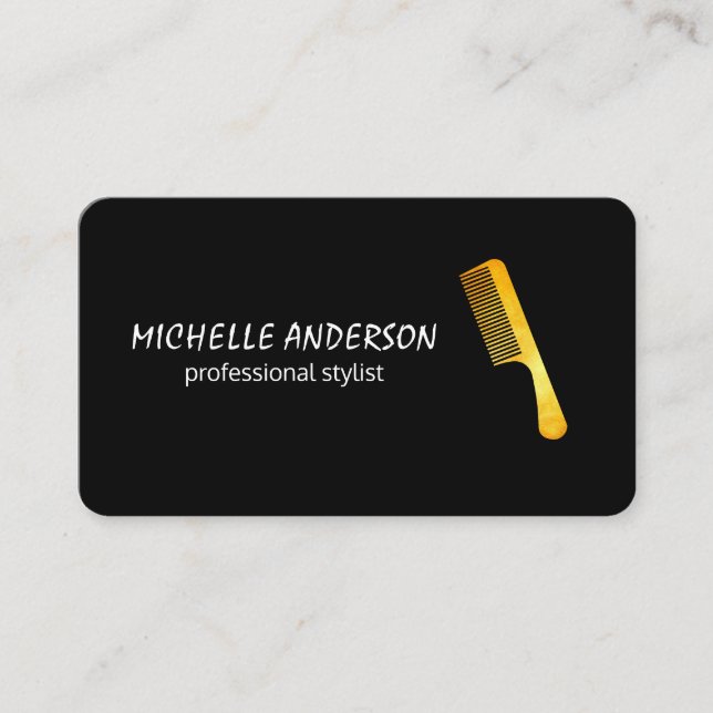 Gold Luxe Comb Hair Stylist Ernennung Terminkarte (Vorderseite)