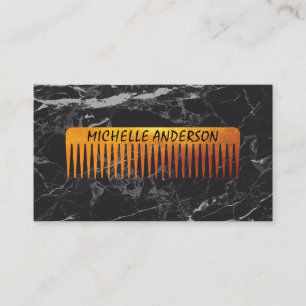 Gold Luxe Comb Hair Stylist   Schwarzer Marmor Visitenkarte