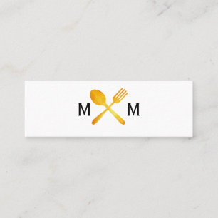 Gold Luxe Food Utensils Monogram Mini Visitenkarte