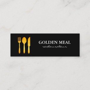 Gold Luxe Food Utensils Monogram Mini Visitenkarte