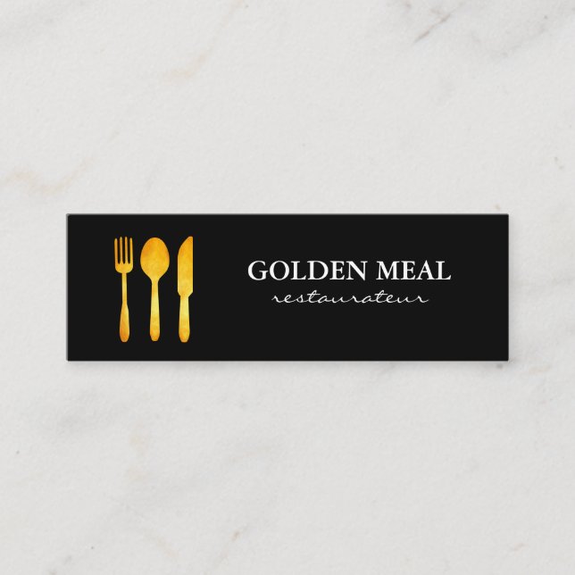 Gold Luxe Food Utensils Monogram Mini Visitenkarte (Vorderseite)