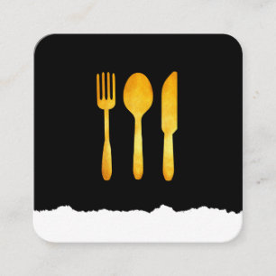 Gold Luxe Food Utensils Quadratische Visitenkarte