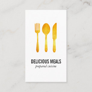 Gold Luxe Food Utensils Visitenkarte