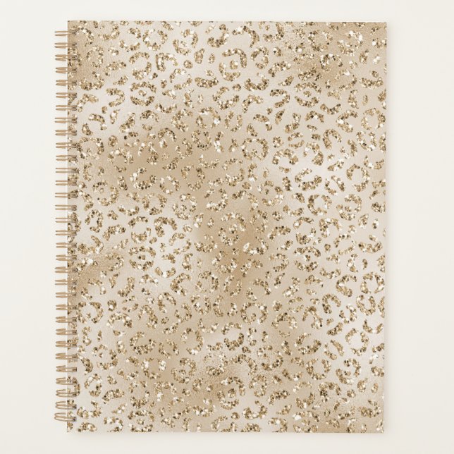 Gold Luxe Glitzer Leopard Print     Planer (Vorderseite)