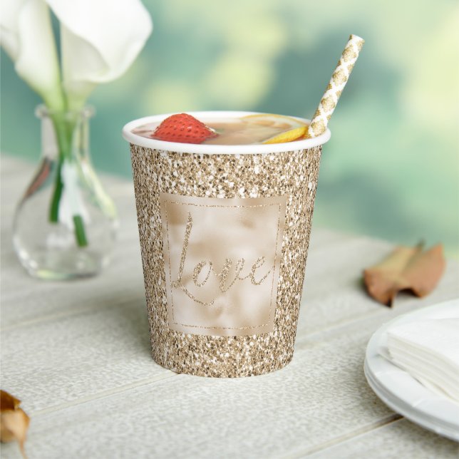 Gold Luxe Glitzer Liebe Weihnachten Pappbecher (In Situ)