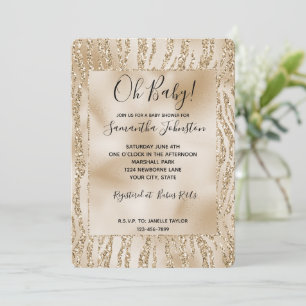 Gold Luxe Glitzer Zebra Print Einladung