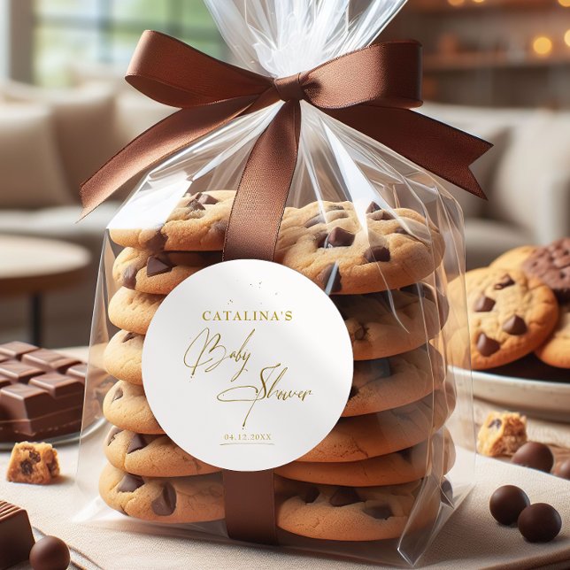 Gold Luxury Calligraphy Baby Shower Sticker (Von Creator hochgeladen)