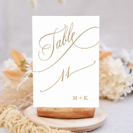 Gold Luxury Calligraphy Wedding Number 11, Tischnummer