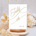Gold Luxury Calligraphy Wedding Number 16, Tischnummer<br><div class="desc">Tabelle 16. Bitte Karo alle verfügbaren Nummern. | Luxuriöse und elegante Wirble Kalligraphie Hochzeit Tischnummer mit Ihren Initialen. Für eine weiter gehende Anpassung dieses Designs klicken Sie bitte auf den BUTTON BLAU DESIGN TOOL oben!</div>