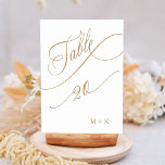 Gold Luxury Calligraphy Wedding Number 20, Tischnummer<br><div class="desc">Tabelle 20. Bitte Karo alle verfügbaren Nummern. | Luxuriöse und elegante Wirble Kalligraphie Hochzeit Tischnummer mit Ihren Initialen. Für eine weiter gehende Anpassung dieses Designs klicken Sie bitte auf den BUTTON BLAU DESIGN TOOL oben!</div>