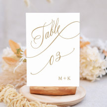 Gold Luxury Calligraphy Wedding Number 3,