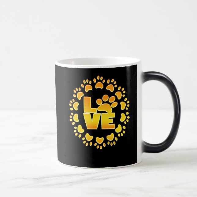 Gold Luxury Decoration Dog Paw shiny Print Black Verwandlungstasse (Rechts)