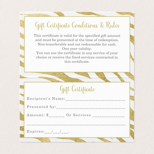 Gold Luxury Folded Business Card Visitenkarten (Innenseite Aufgefaltet)