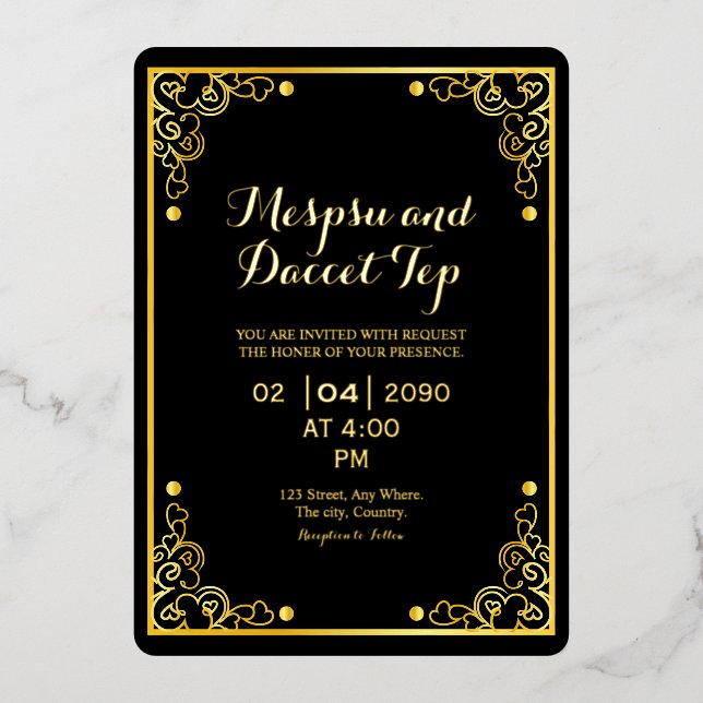 Gold Luxury Invitation Card Gold Foil Design (Recto)