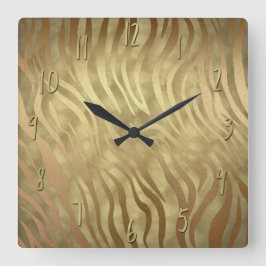 Gold Luxury Luxury Zebra Jungle Safari Glam Quadratische Wanduhr